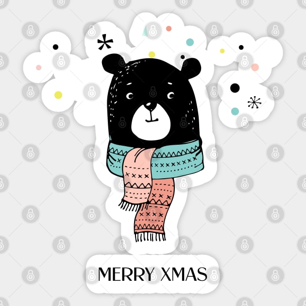 Xmas Doodle - Bear Sticker by SpilloDesign